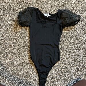 Zara Black Puff Sleeve Bodysuit